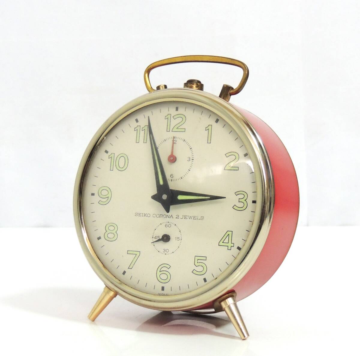 □ SEIKO CORONA 2JEWELS セイコーコロナ2石手巻き目覚まし時計置時計