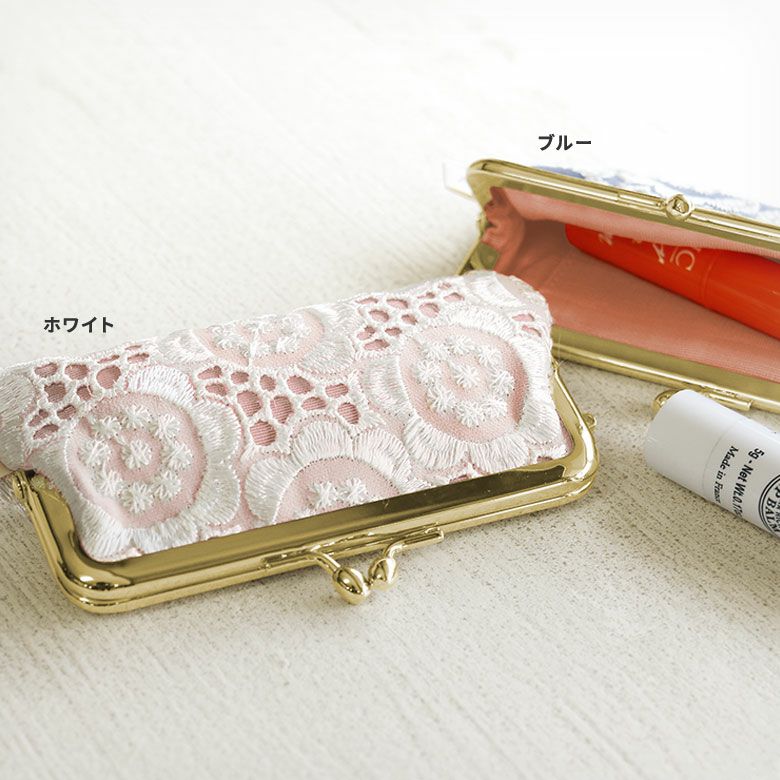 在庫商品】鏡付きがま口リップケース【ポリッシュレース】 [M便 1/4