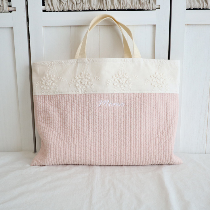 名入れ】レッスンバッグ 2color フラワーエンブロイダリー