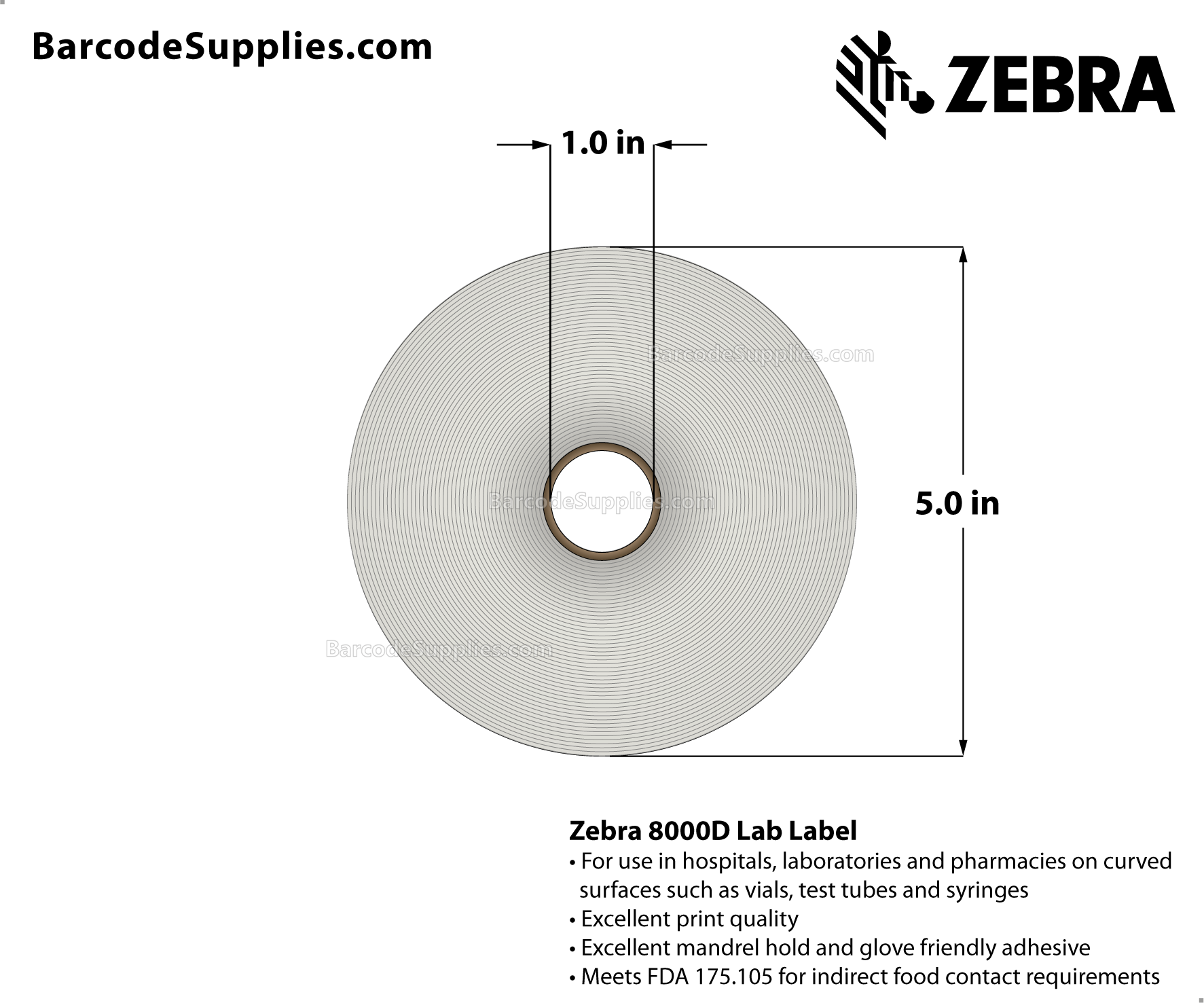 4 x 1.25 Direct Thermal Labels - 10018357