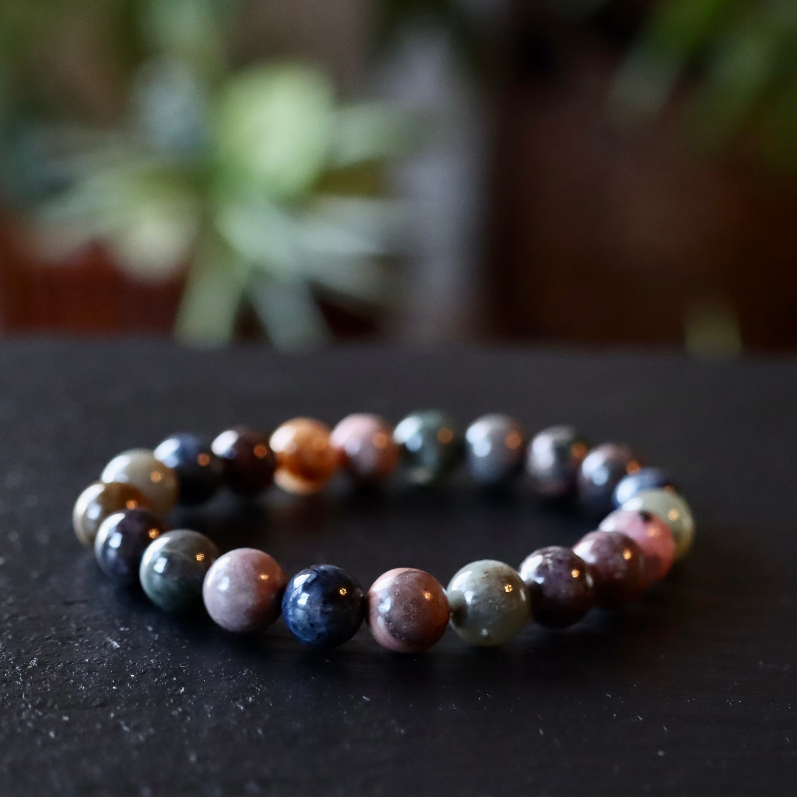 高品質 ミックスカラー スギライト ブレスレット 光波動石 天然石