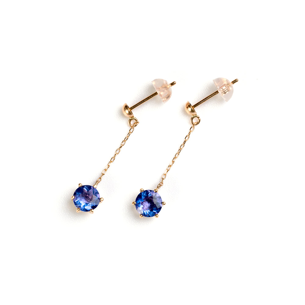 カラーチェンジフローライト 6本爪ぶら下がりピアス レディース K10 10金