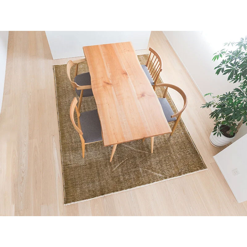 ヴィンテージ風ラグ ウール100％ 黄色絨毯 [NR5603アンティーク