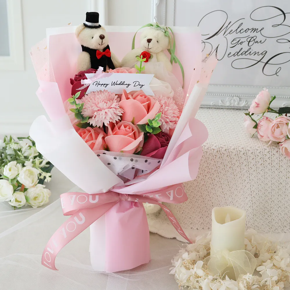 ウェディングベア ラブリー ソープフラワーブーケ｜ベルビーWebshop本店