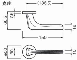 一部廃盤予定】レバーハンドル錠 pharus(パロス) 231N2-PHQ 丸座 空錠