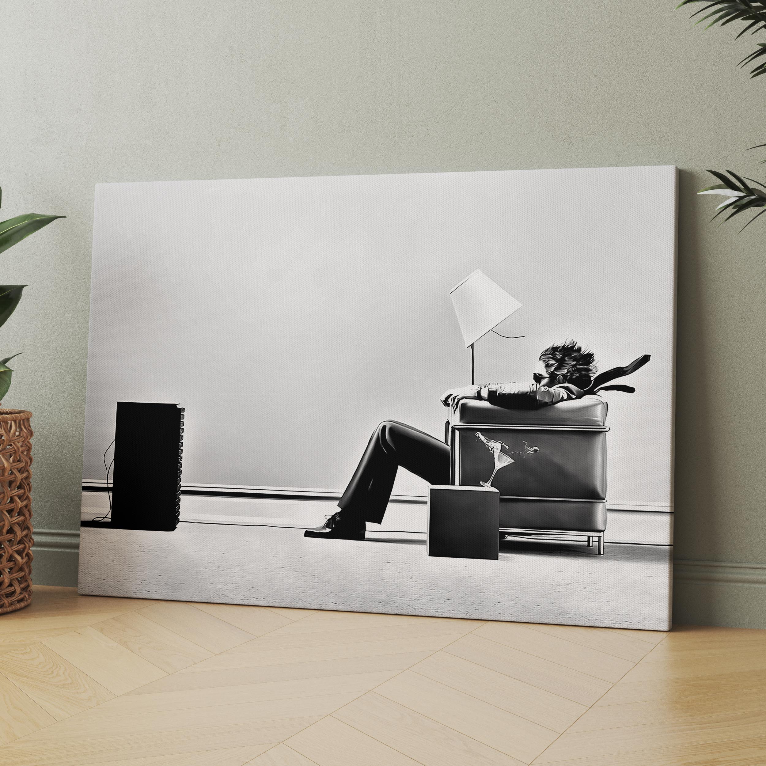 Blown-Away Guy | Maxell Ad 1979 by Steve Steigman Canvas Wall