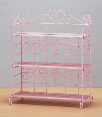 ピンク色ハートアイアンと可動棚の3段スパイスラック | ピンク色の雑貨
