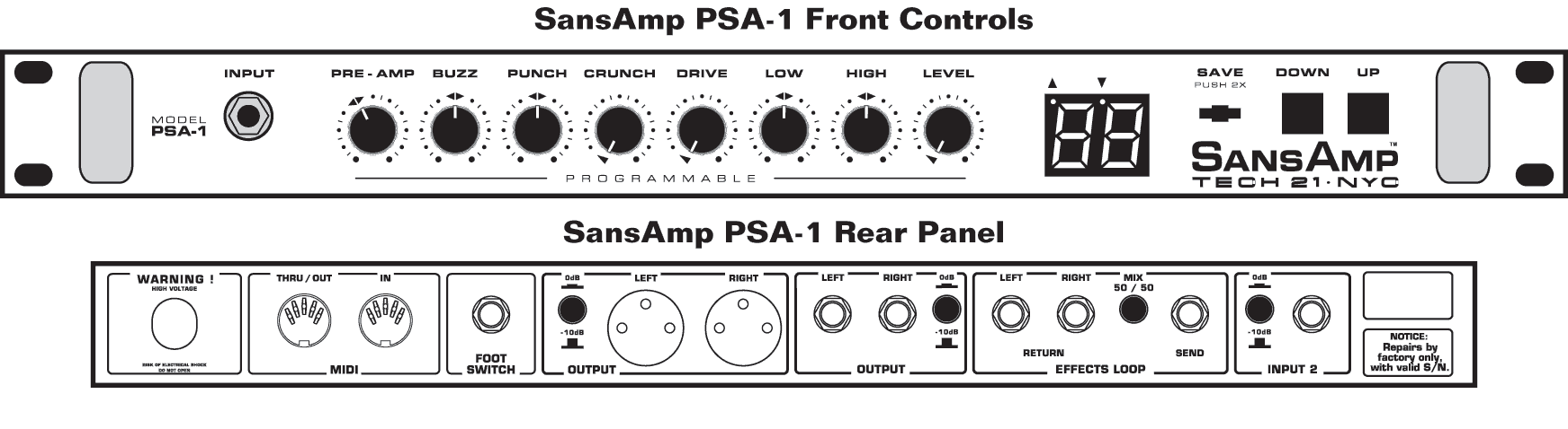 Tech 21 SansAmp アンプシミュレーター プリアンプ PSA-1.1 （ピーエス