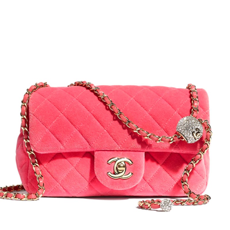 シャネル フラップバッグ ベルベット & ストラス コーラル｜ブランド