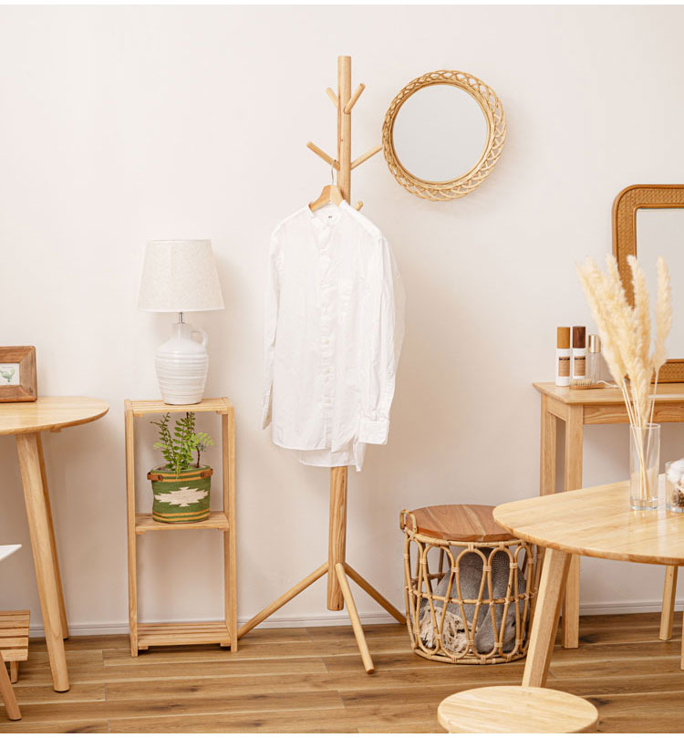 ポールハンガー 天然木 ねじ込み式 ハンガーラック ハンガーポール