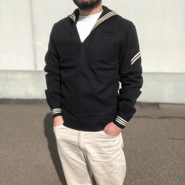 50s USA製 実物 米軍 US NAVY ウール セーラーシャツ 濃紺系 USN 米