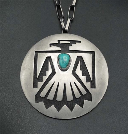 VIRGIL THOMAS HOPI OVERLAY T-BIRD PIN/PENDANT