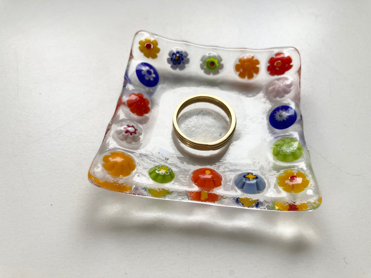 ベネチアンガラスとミルフィオリの小さなお皿 2枚セット ～プチ皿より