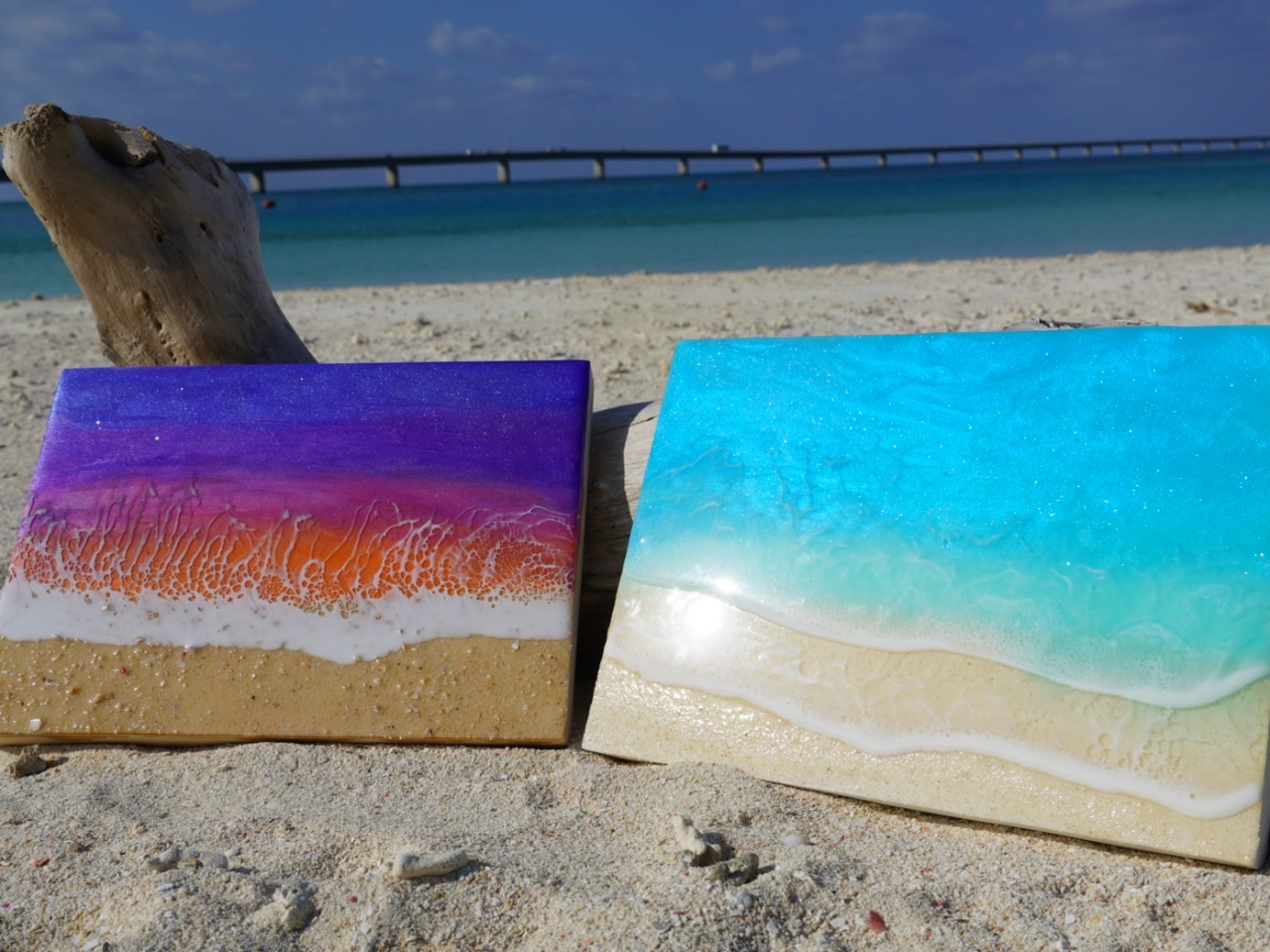 波アート体験】レジンアートで宮古ブルーを再現使用♪『B5パネル』沖縄