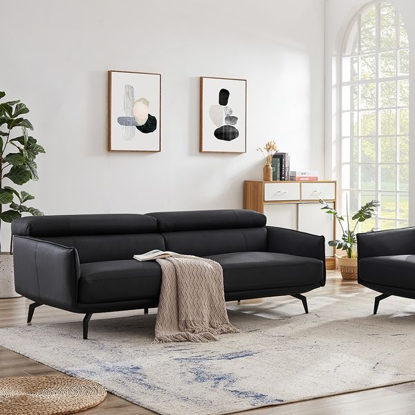 軒先渡し】URBAN 応接ソファ 3人掛 幅1910mm ブラック S-2915 1台