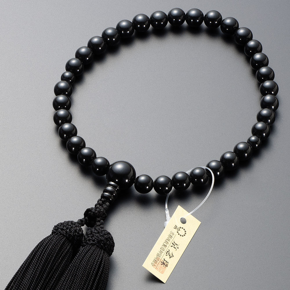 大特価京念珠◇女性用数珠 久慈ジェット 8mm玉【数珠袋付き】 | 滝田商店