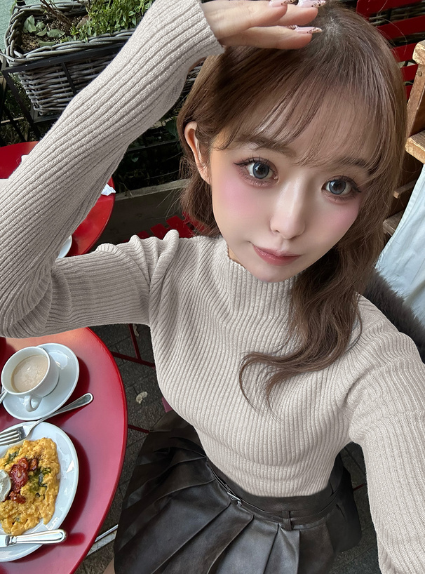 サムホール付きハイネックラメリブニットトップス[cu474] | レディース