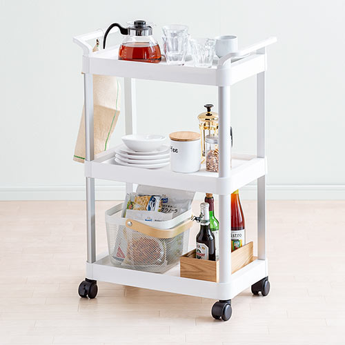 キッチンワゴン 3段（キャスター・作業台・台車・棚・プラスチック