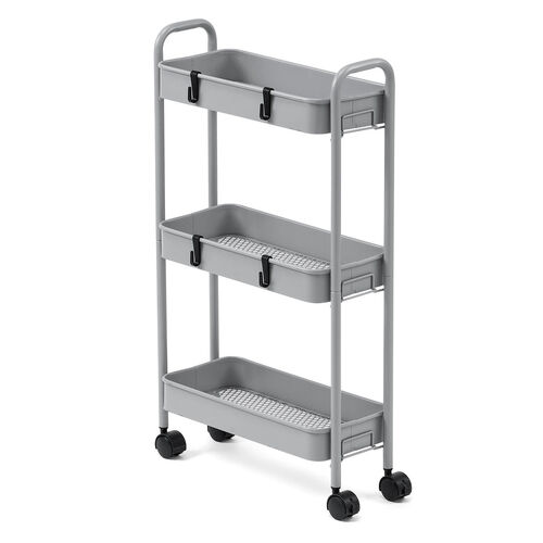 キッチンワゴン（スリム・キャスター付・バスケットラック・収納・小型