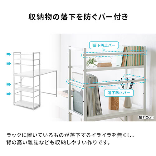 シェルフデスク パソコンデスク 収納ラック 勉強机 書斎デスク 幅112cm