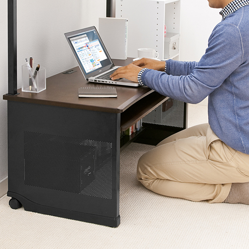 パソコンデスク（ロータイプ・木製天板・収納棚付・幅100cm） EZ1