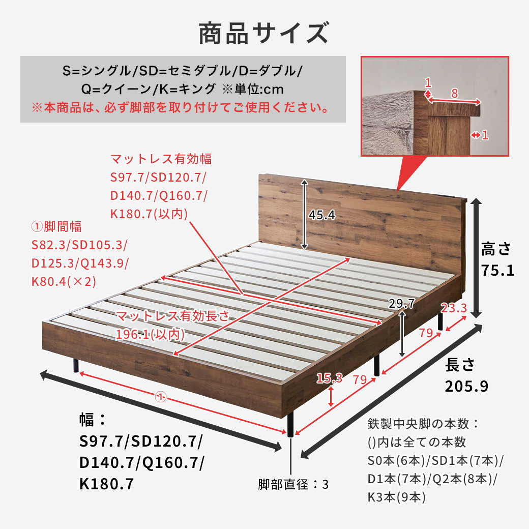 棚付きベッド すのこベッド ベッドフレームのみ シングル 木製