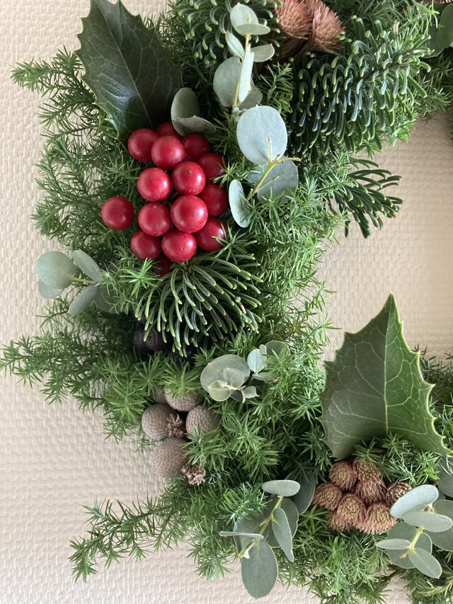 森のクリスマスⅥ ~赤い実サンキライとモミ /一点物 | iichi 日々の