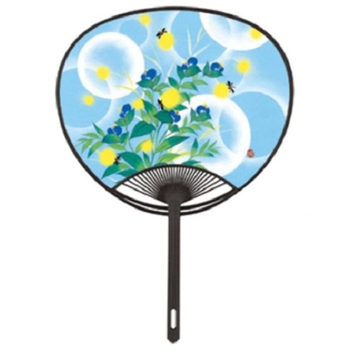 伏見上野旭昇堂 うちわ ポリ和風柄 つゆ草 ホタル No3003の通販