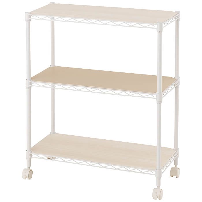 ドウシシャ カラーラック3段65Wウッドシート付WH CRW65-3WHの通販