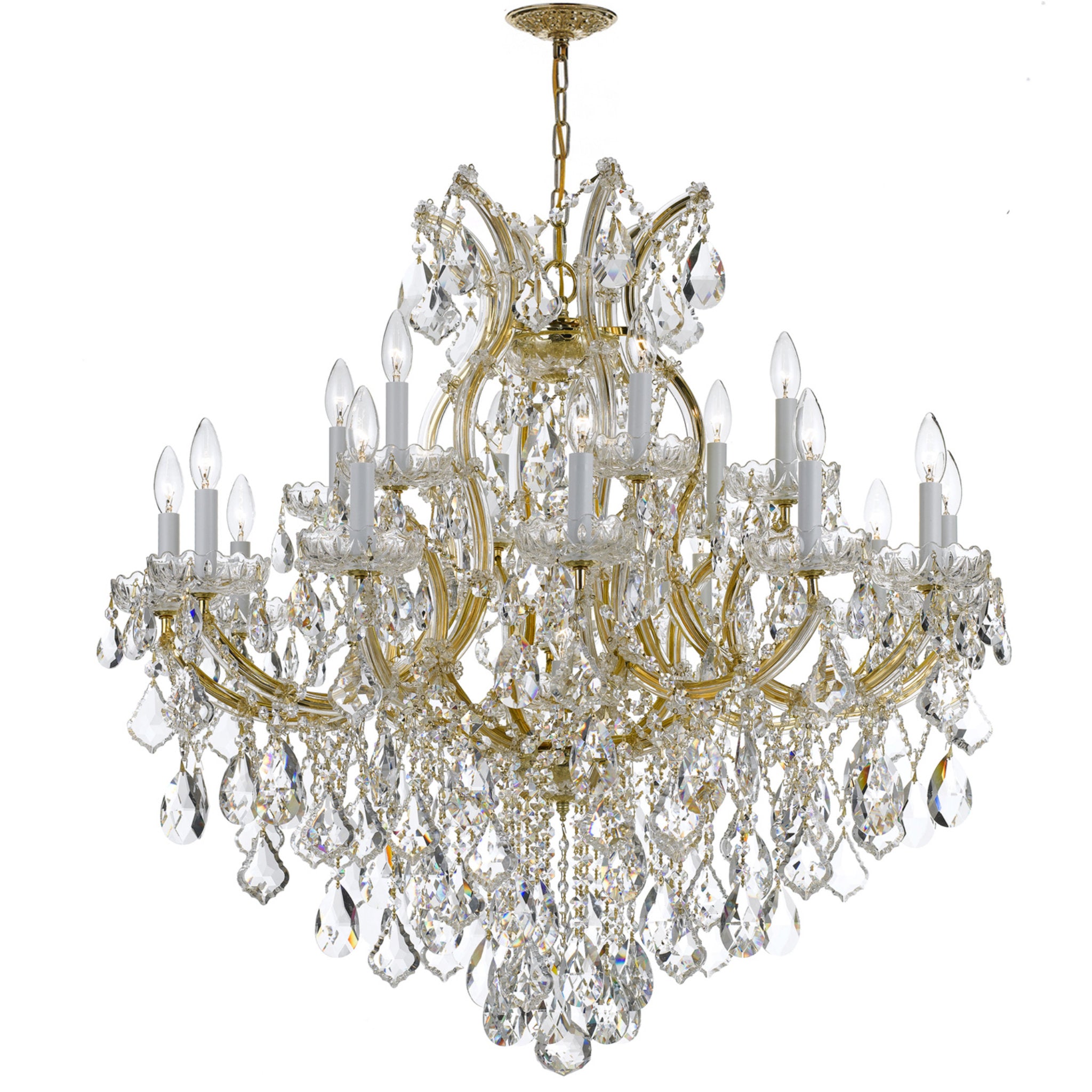 Maria Theresa 19 Light Hand Cut Crystal Gold Chandelier Hand Cut Cryst