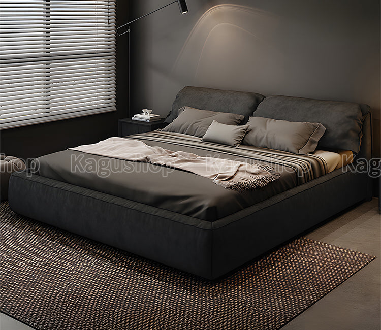 ベッド フローティングデザインベッド シリコンフィル 背もたれ 天然木