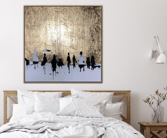 大型アート約150cm 金箔アクセント抽象画モダン 壁掛け ホテル/モデル