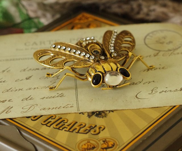 台湾 アンティーク ドイツ製 ゴールド セミ 昆虫 モチーフ ブローチ