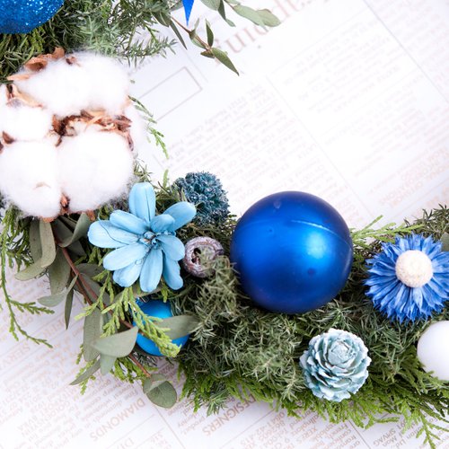 台湾 ドライリース-ロイヤルブルーの家の装飾クリスマスリースブルー