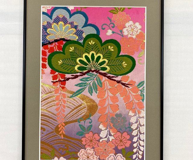 額装110 刺繍着物 松 和モダン 和風インテリア プレゼント 結婚祝 新築