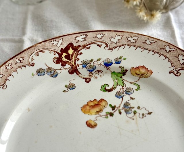 台湾 40726-希少 フランス 19世紀 クレイユモントロー 浅皿