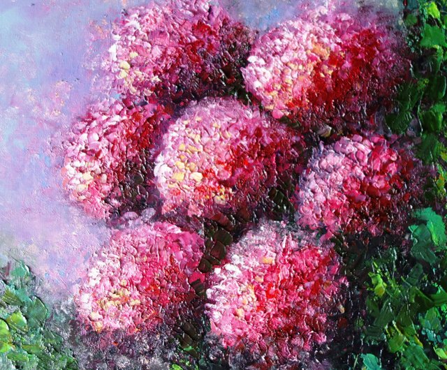 ロシア アジサイの花 絵画 オイル 抽象画 フローラル オリジナルアート