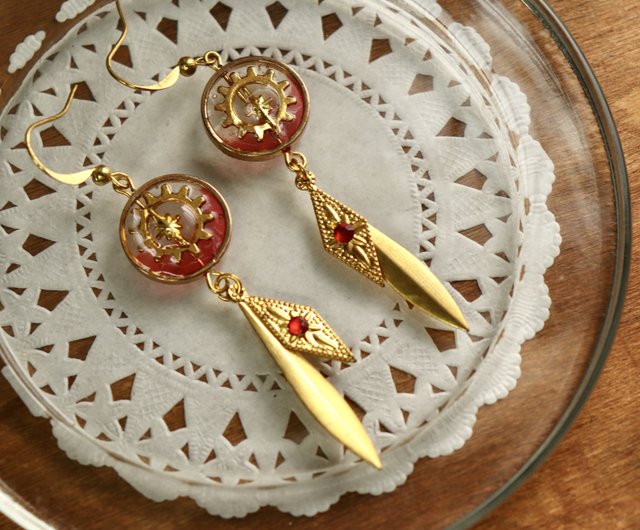 香港 歯車 レジン スチームパンク ピアス/イアリング ktfantasia - Pinkoi