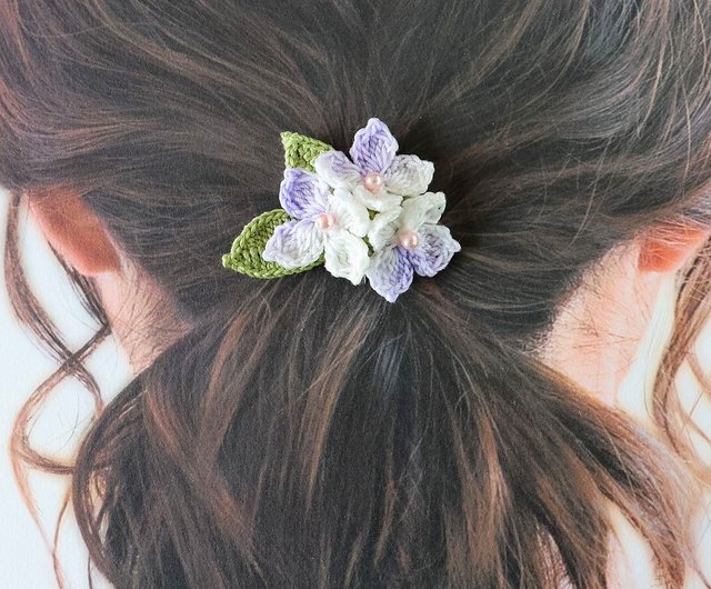 香港 【ライラック/桜 】ヘアゴム/ヘアフープ/ヘアフープ カギ針編み