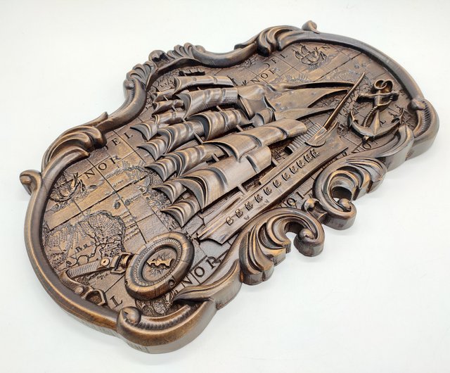 ウクライナ 海賊船、木製船、船員の贈り物、彫刻工芸品木製 AndyCarver