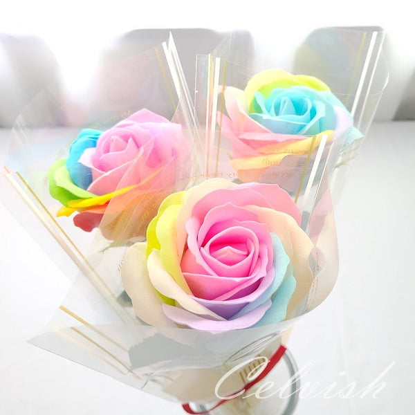 レインボーローズ】1本花束 ソープフラワー バラ 花束 ミニブーケ