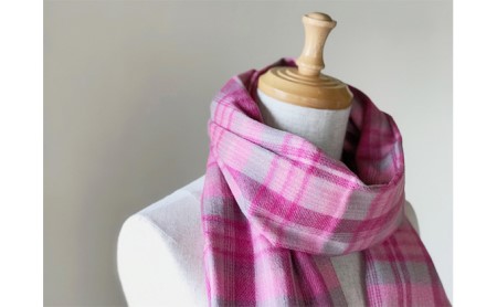 カシミヤ100%チェックストール(ピンク格子) RF-250-NT | 茨城県守谷市