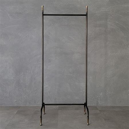 ビンテージ調 アイアンハンガーラック 黒皮風塗装×古美色
