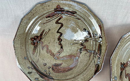 唐津焼】【1品限り・木箱付き】絵唐津松竹梅文12角向付 5客組 / 佐賀県