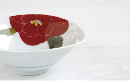 有田焼 泰山 赤牡丹・黒牡丹 俵小丼2枚セット 食器 器 うつわ 陶磁器