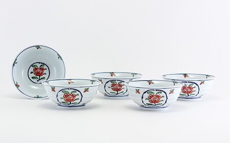 源右衛門窯 染錦牡丹丸紋 取鉢 器 食器 小鉢 鉢 サラダ鉢 有田焼 A110