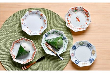 大感謝祭対象】【波佐見焼】八角 取り皿 5枚セット 小皿 食器 ケーキ皿