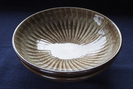 小石原焼刷毛目五寸深皿2枚セット(金丸窯)直径約15cm H28 | 福岡県