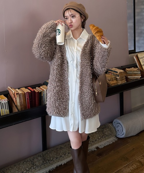 セール】モコモコニットカーディガン（カーディガン/ボレロ）｜ROYAL