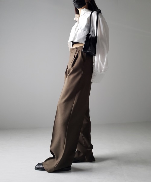 セール】【 選べる5サイズ ／ 5色展開 】ウールライクツータック